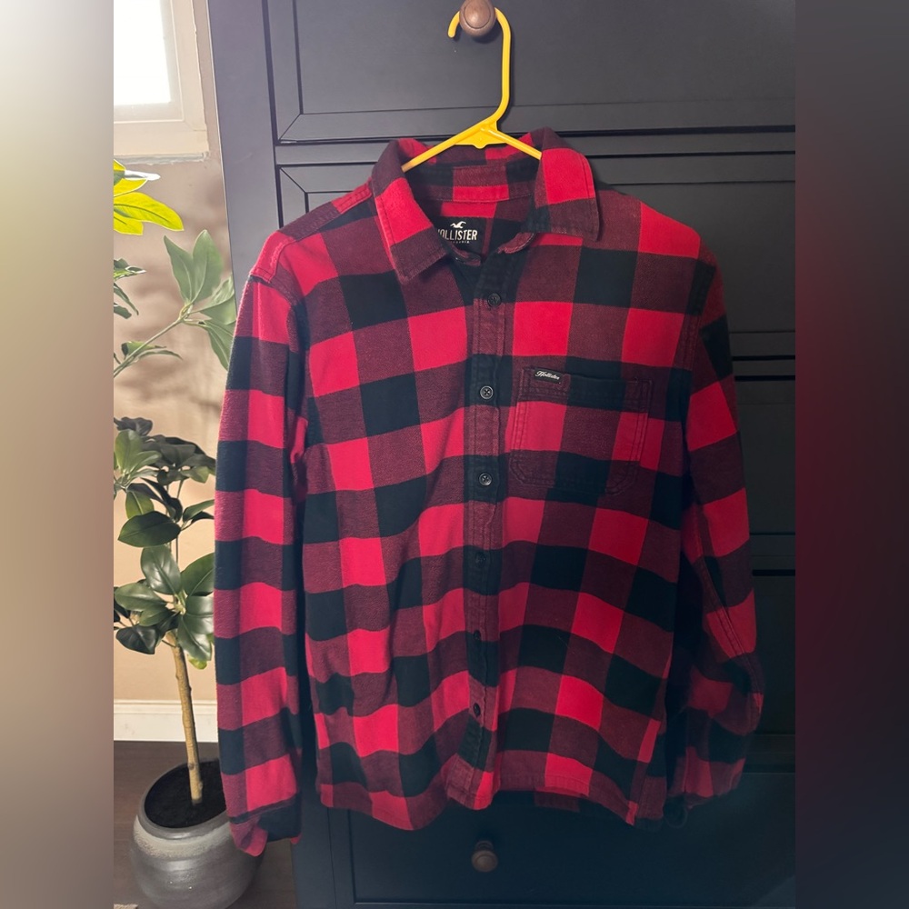 Hollister Red and Black Checkered Flannel